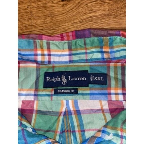 Ralph Lauren Mens Multi Colored Plaid Long Sleeve Button Front Shirt XXL - Picture 3 of 3